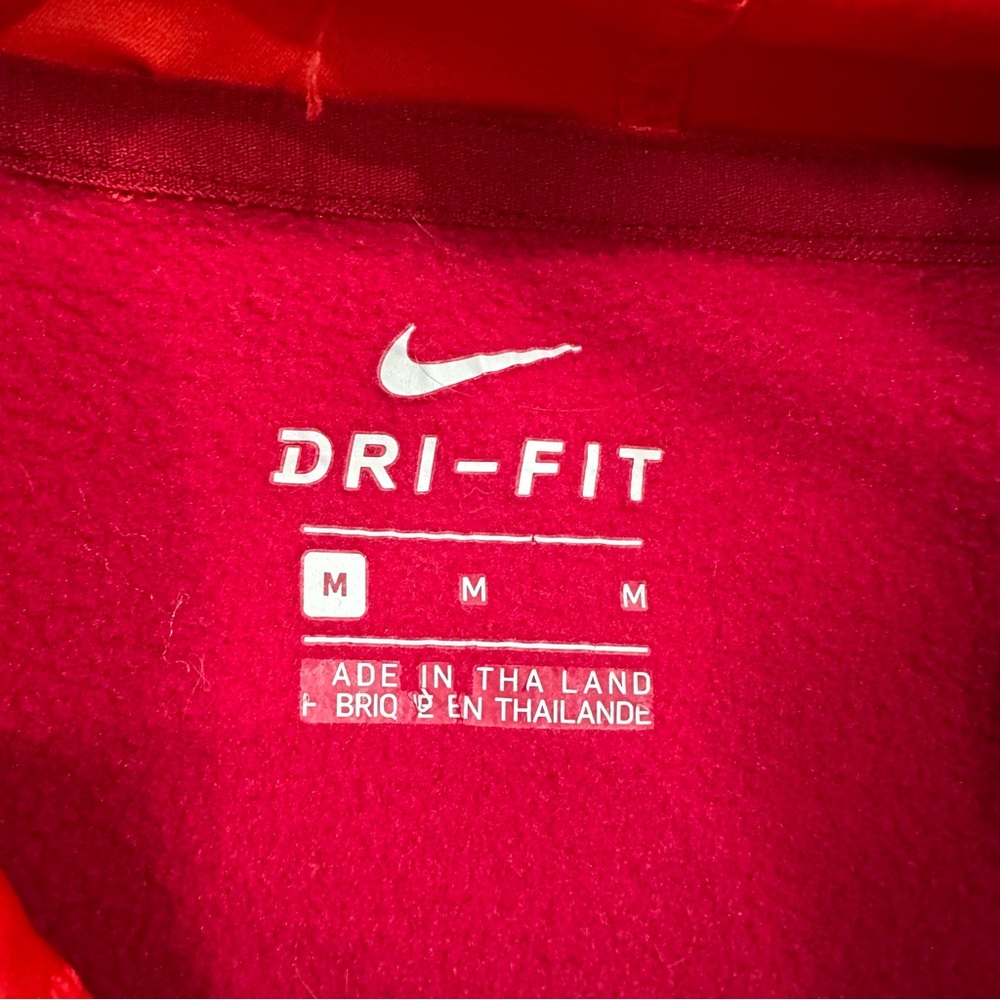 Nike Dri Fit Hoodie Mens Medium Red Pullover Athletic Sweatshirt Swoosh Logo - Picture 3 of 6
